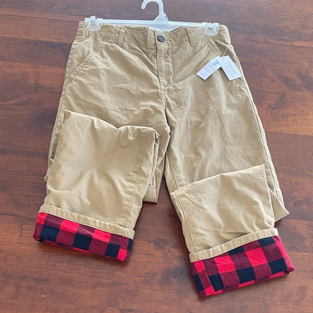 Old Navy Tan Pants with Red Plaid Lining - Boys 12